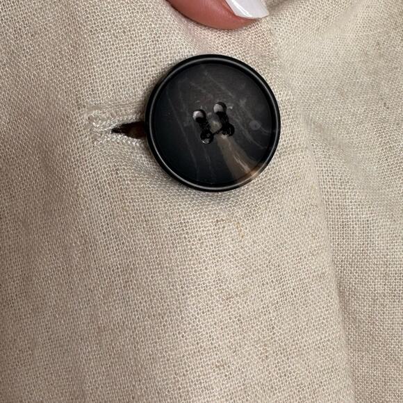 7 For All Mankind Womens Cream XS Linen Blend Blazer Single Breasted - Picture 8 of 10